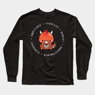 cute chinese zodiac | year of the dragon | personality traits | ambitious, fearless, honest, unrestrained, vigorous Long Sleeve T-Shirt